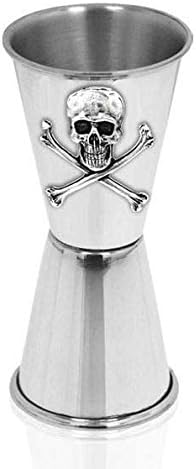 English Pewter Company jigger with Skull and Cross Bones